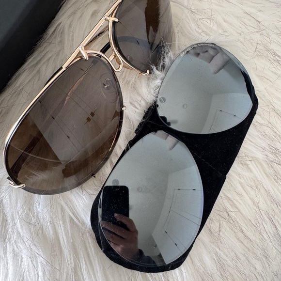 Authentic Porsche Design Aviator Sunglasses with Case. P8478 Sz 69 - Picture 4 of 14